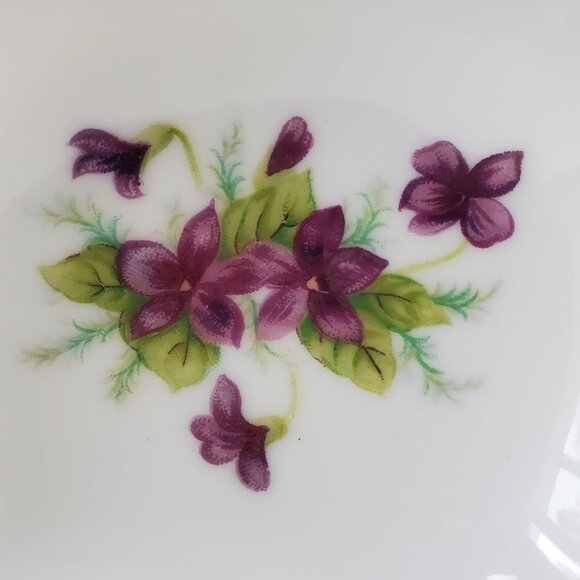 VTG Lipper & Mann Victorian Divided Candy Nut Dish Hand Painted Violet Porcelain - Picture 9 of 11